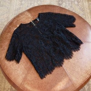 Black Lace Crop Top